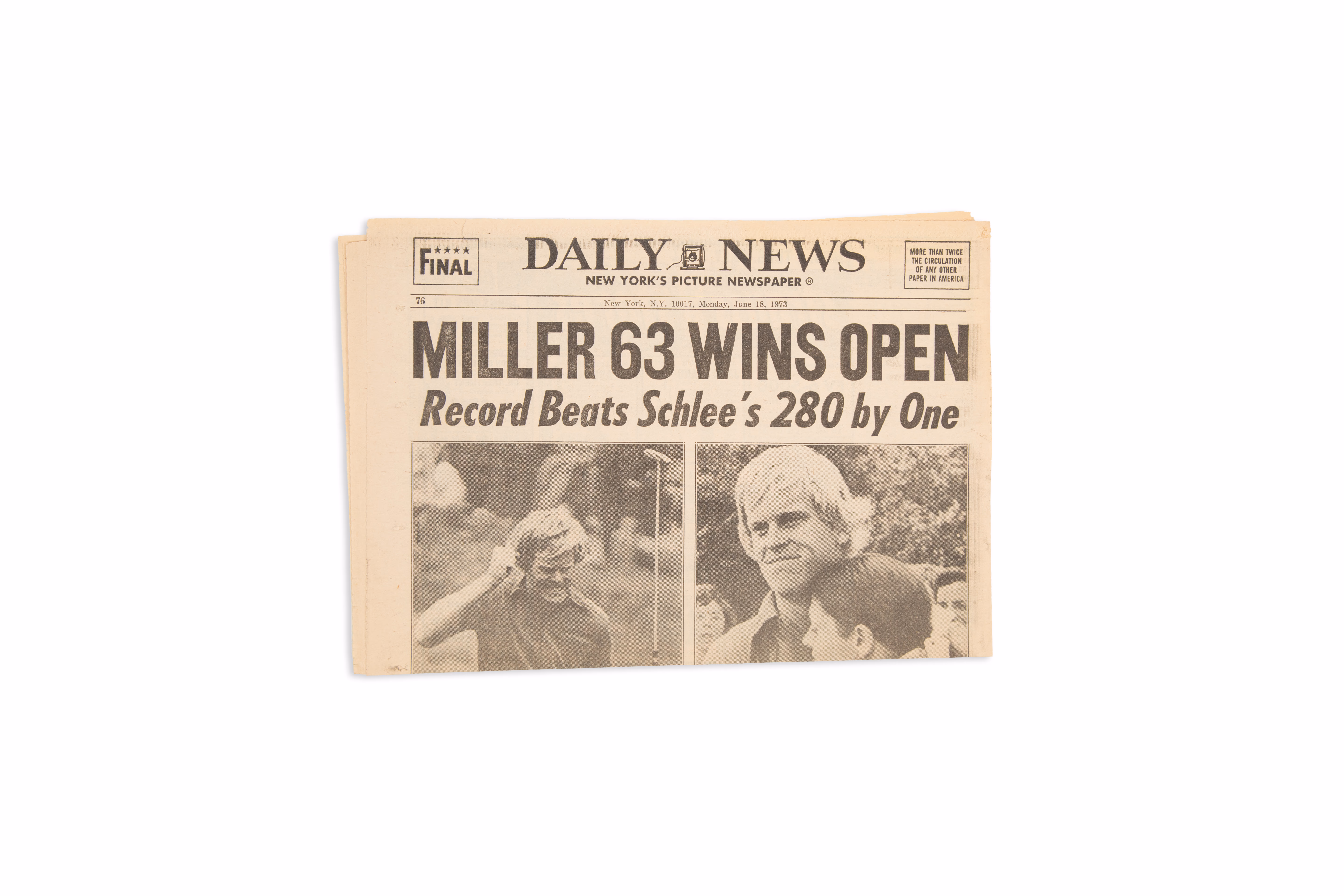 Asset 1 for Daily News Front Page of 73rd US Open Victory