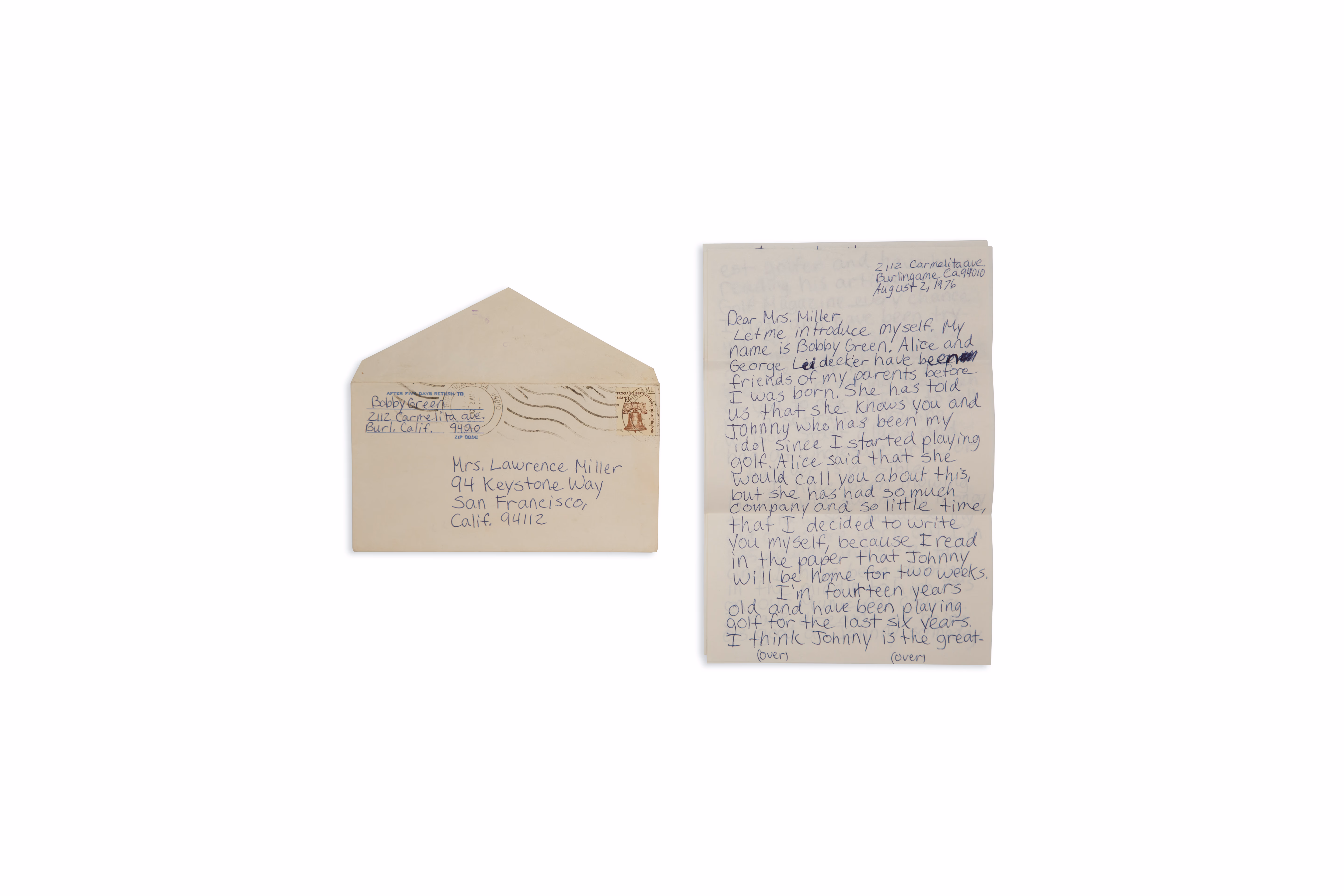 Asset 1 for Fan letter from Bobby Green