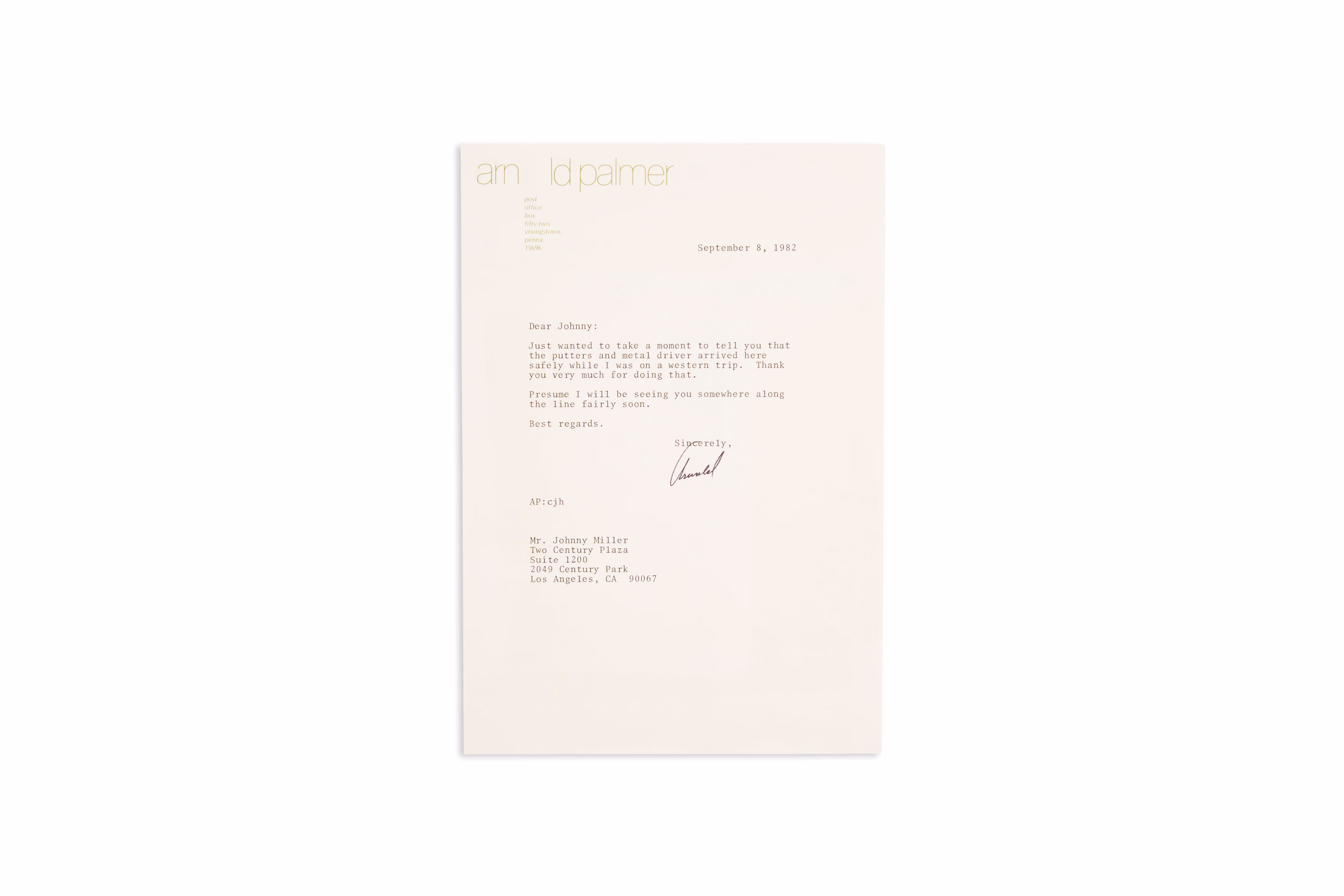Asset 1 for Letter from Arnold Palmer