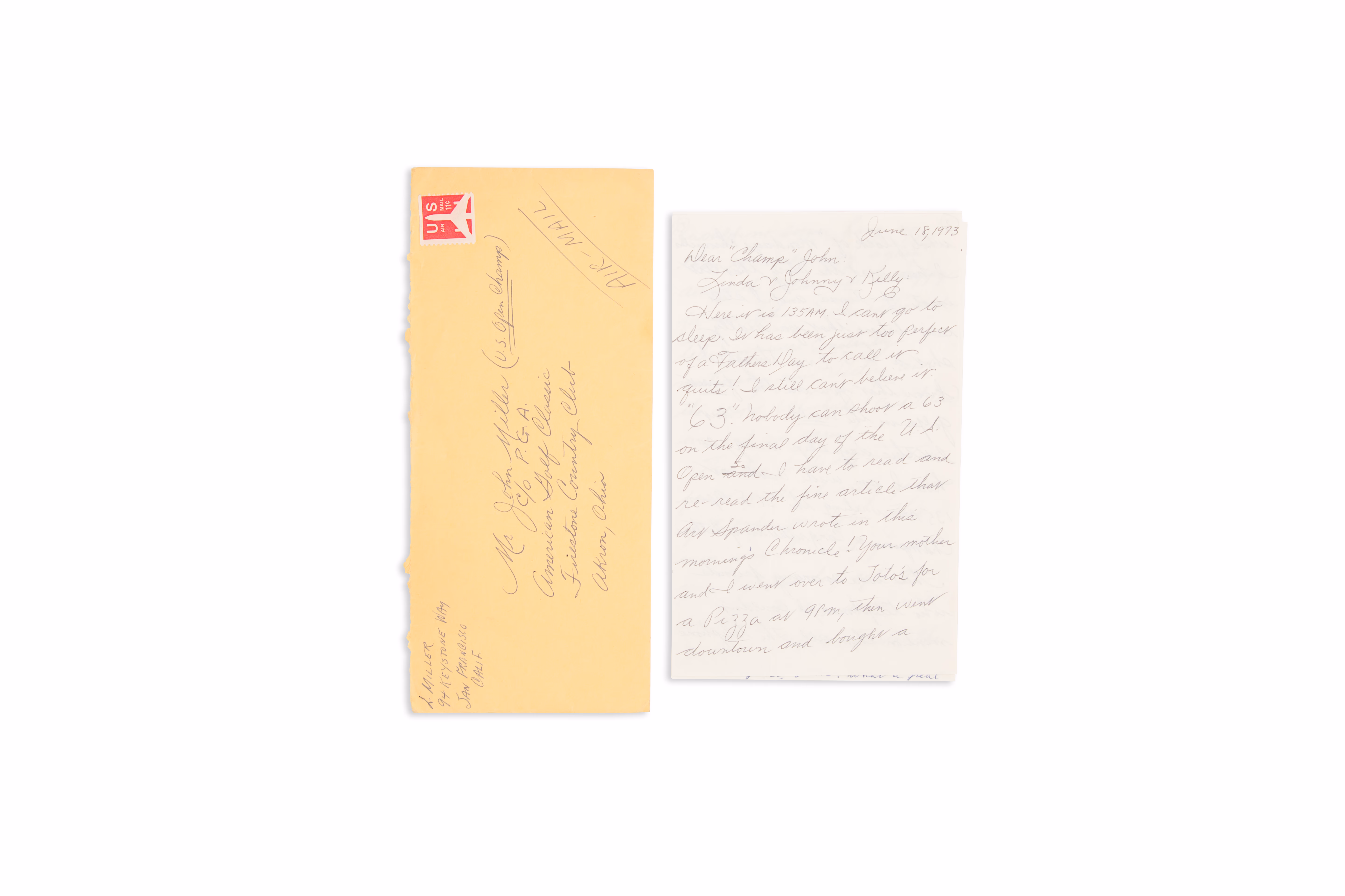 Asset 1 for Letter to Johnny from Larry Miller (dad) after the Oakmont '63'