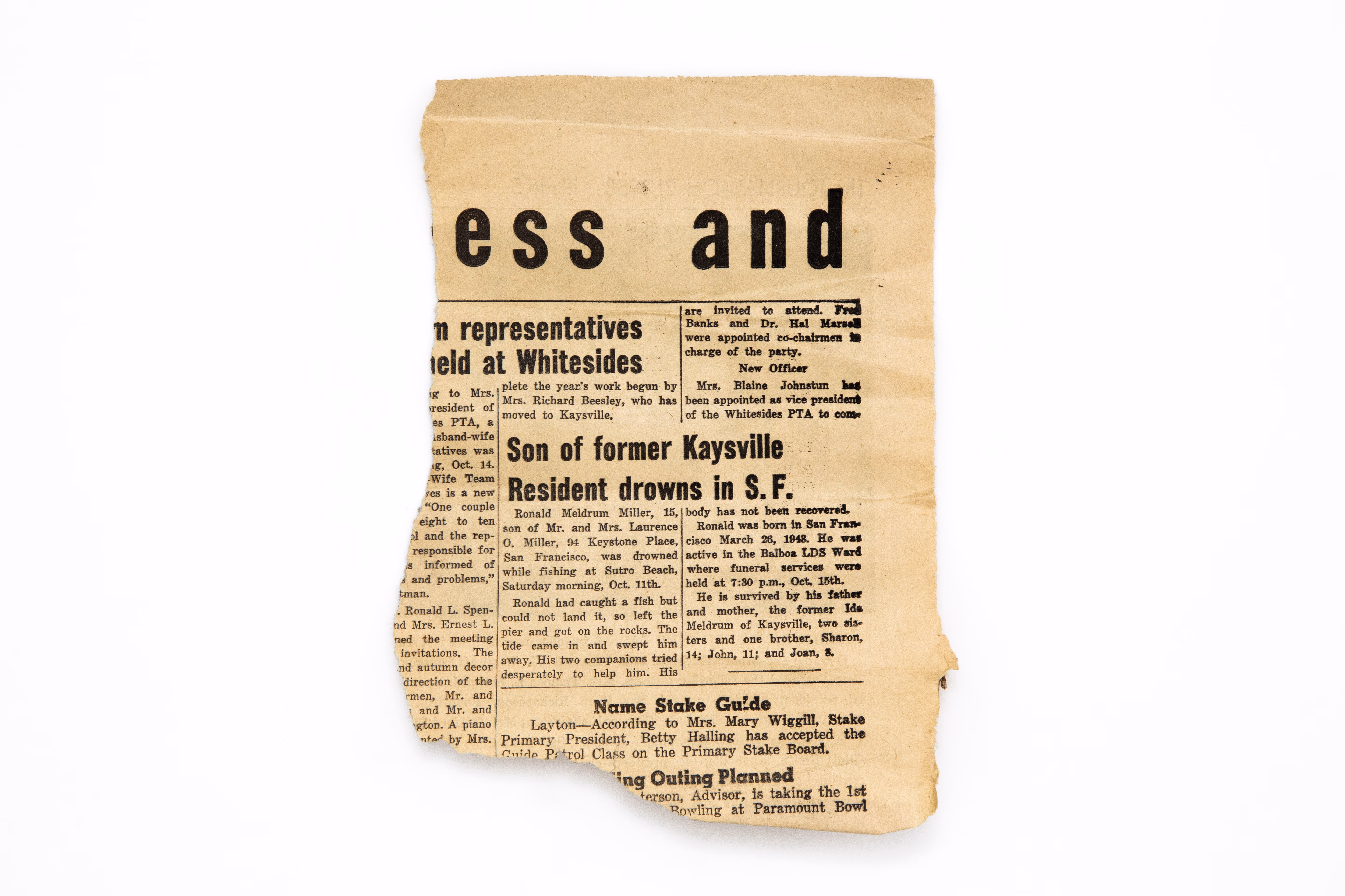 Asset 1 for Press clipping of Ron Miller's death