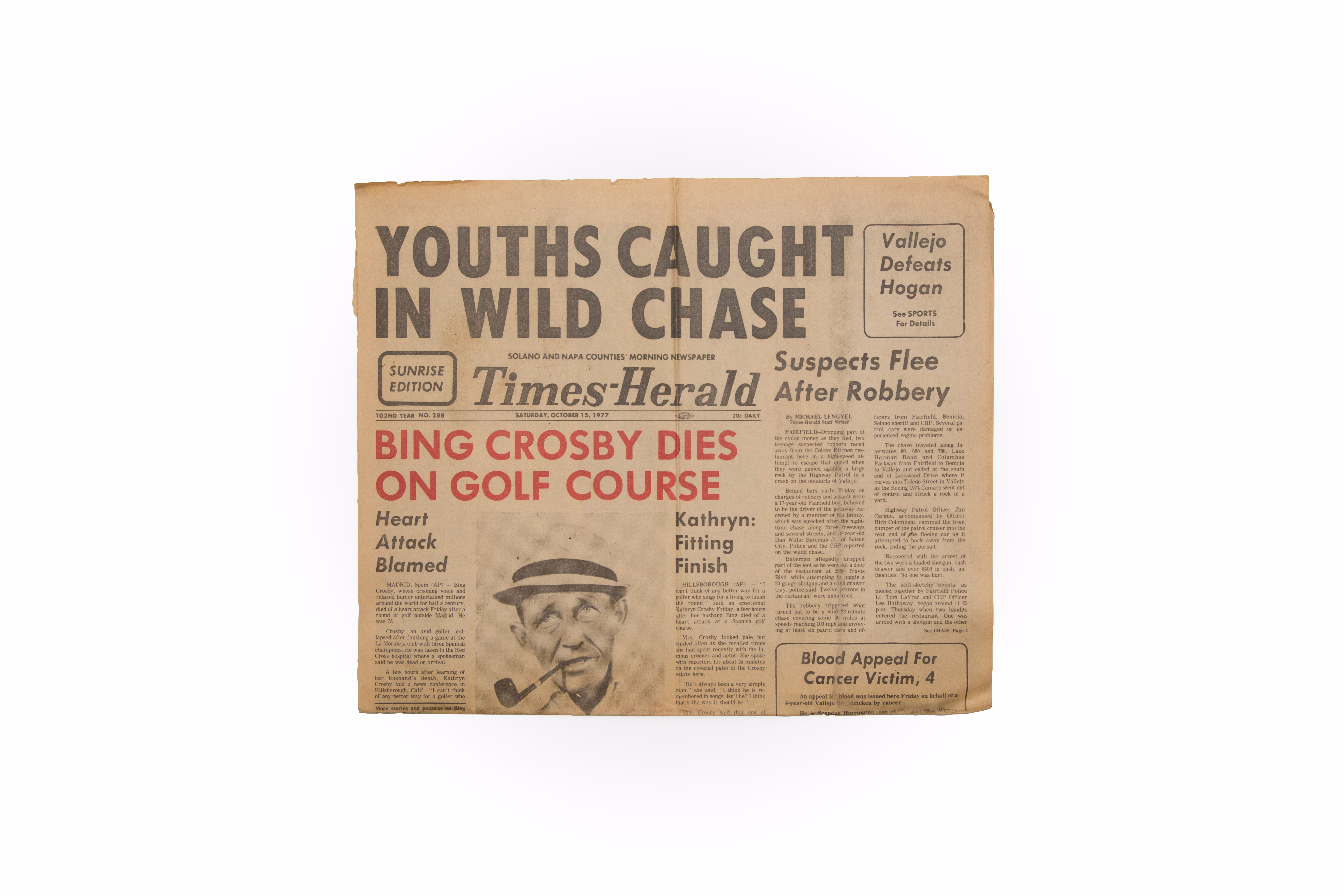Asset 1 for News Headline of Bing Crosby's Death on Golf Course