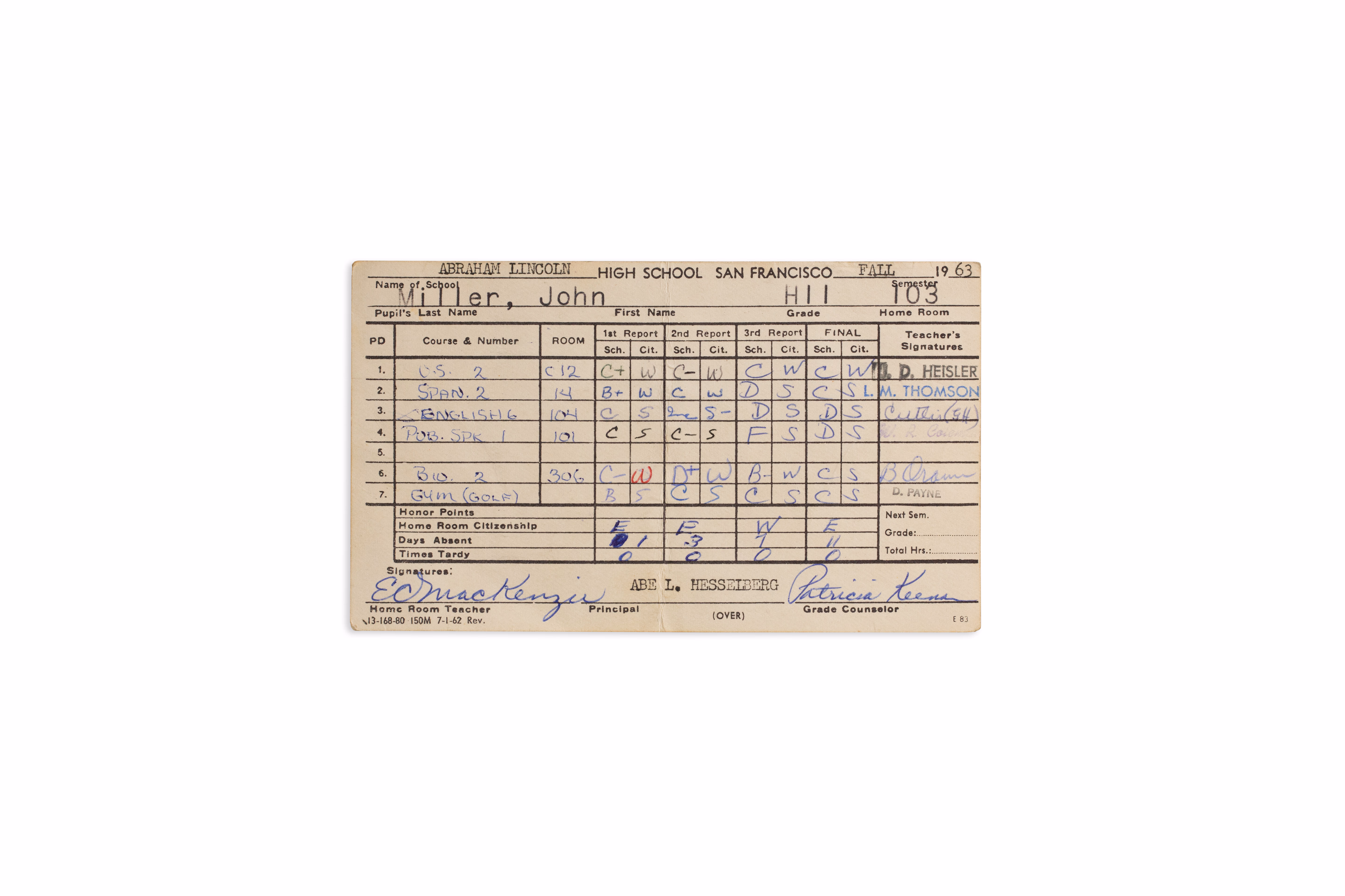 Asset 1 for Report Card 1963
