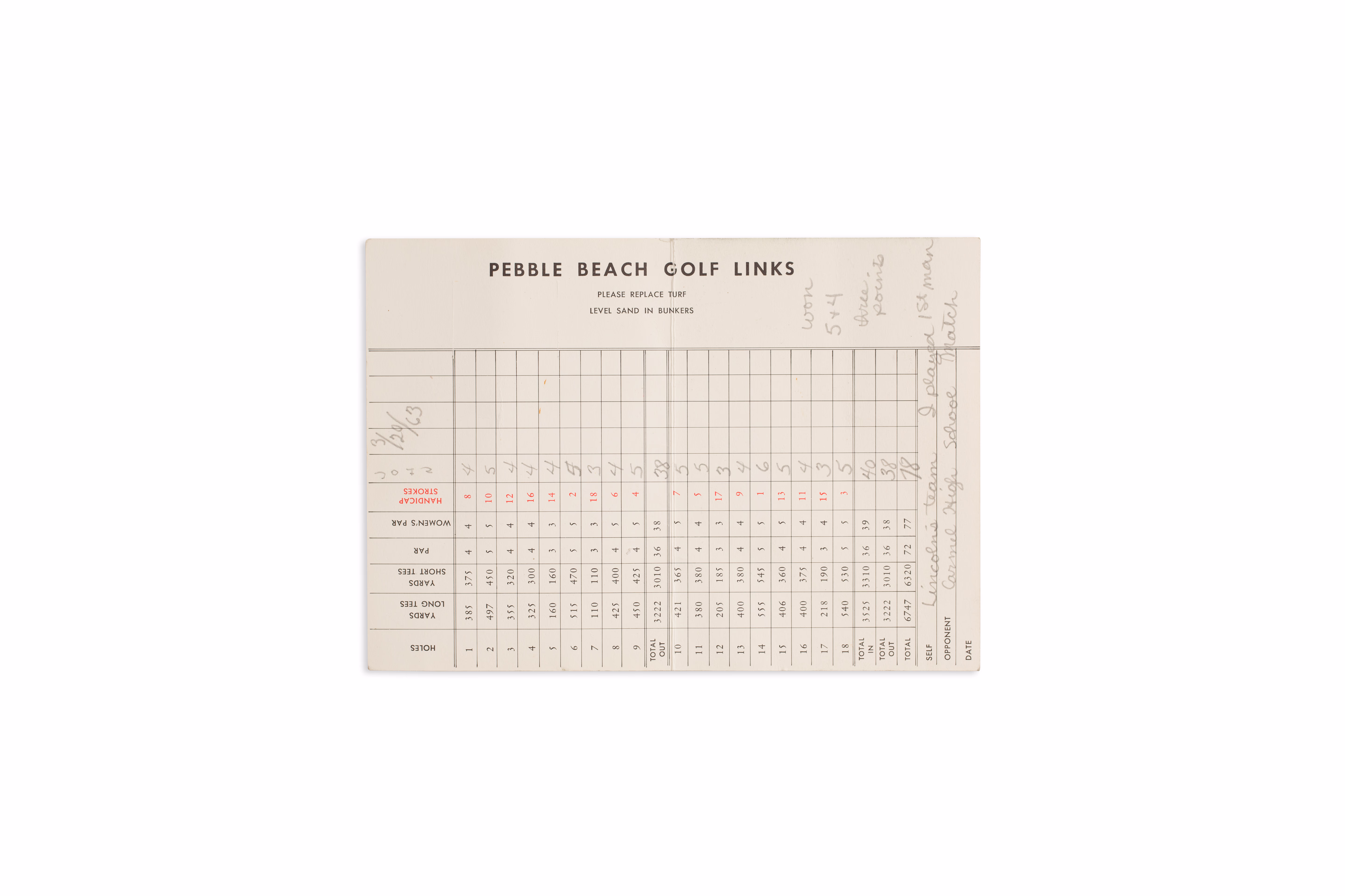 Asset 1 for Pebble Beach Scorecard (Lincoln High School)