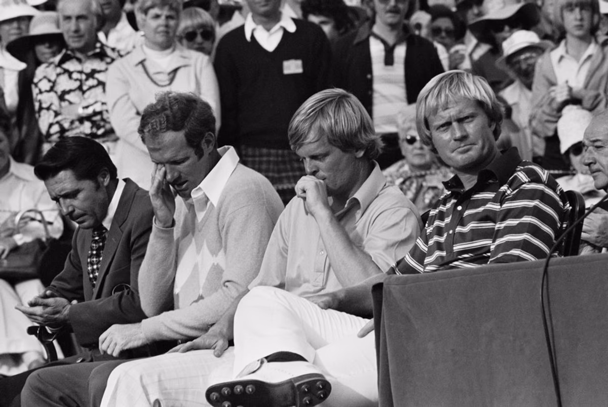 A dejected Miller after the end of the 1975 Masters, one of his three runner-up finishes at Augusta.