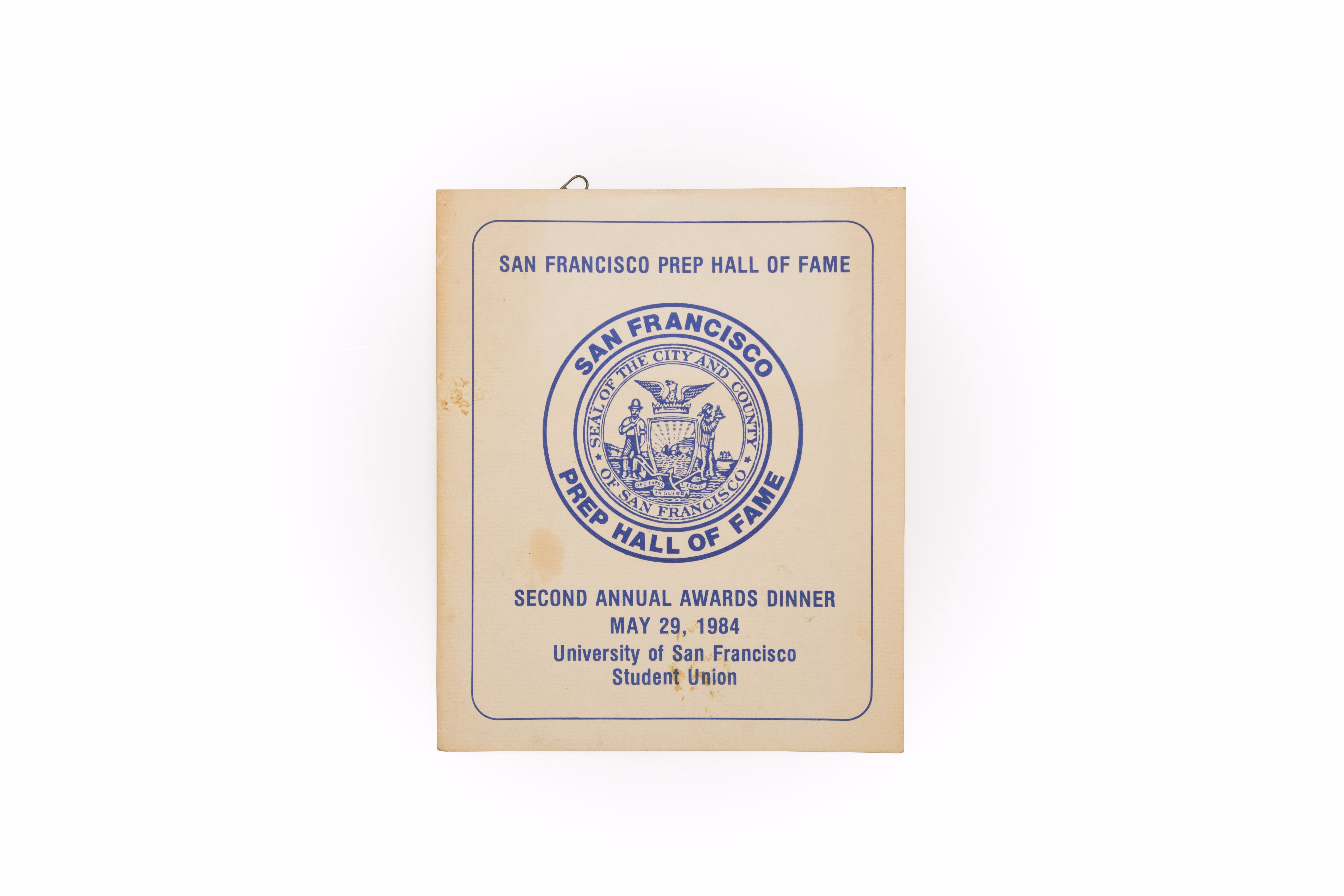 Asset 1 for San Francisco Prep 1984 Hall of Fame Awards Banquet program 