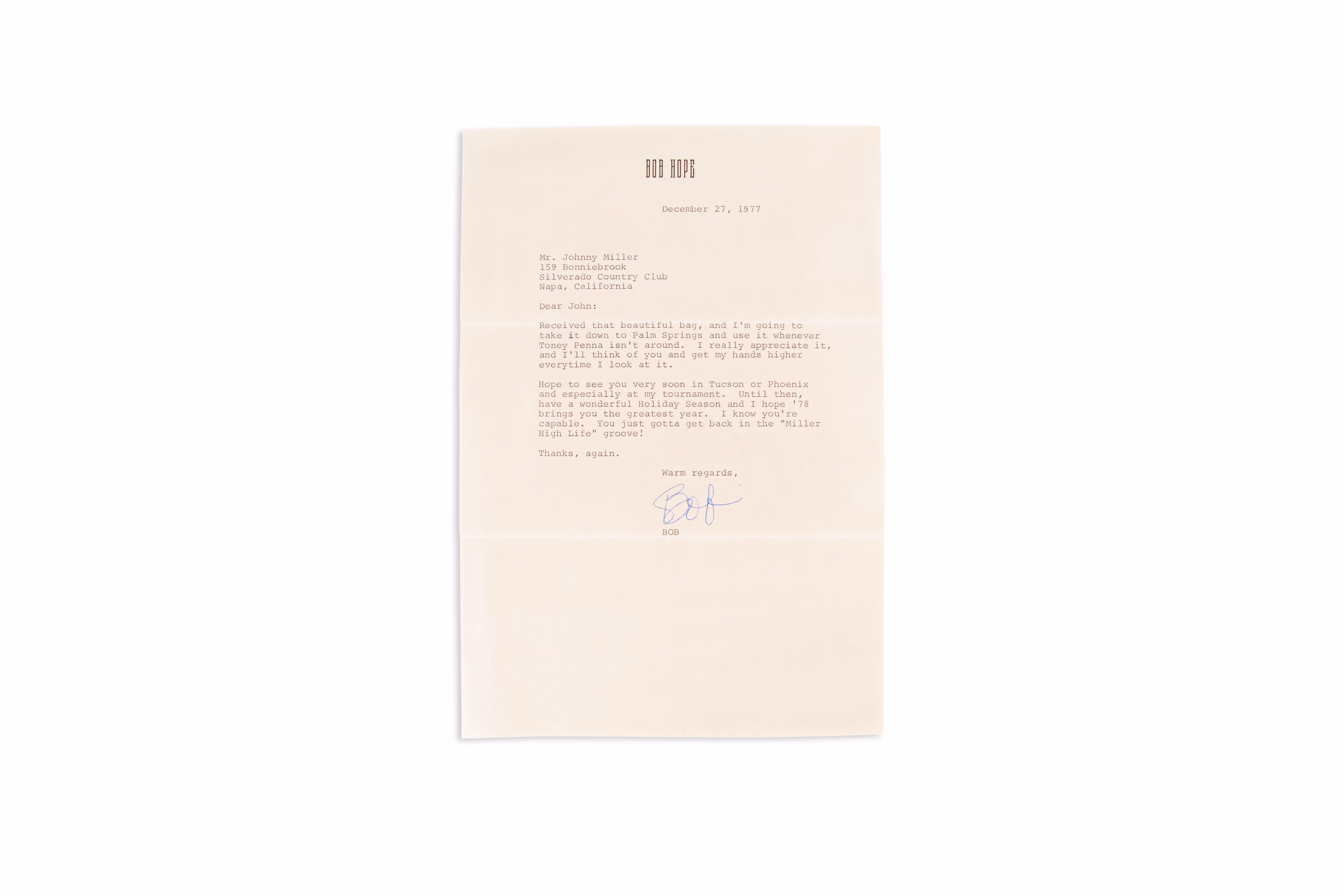 Asset 1 for Letter from Bob Hope, December