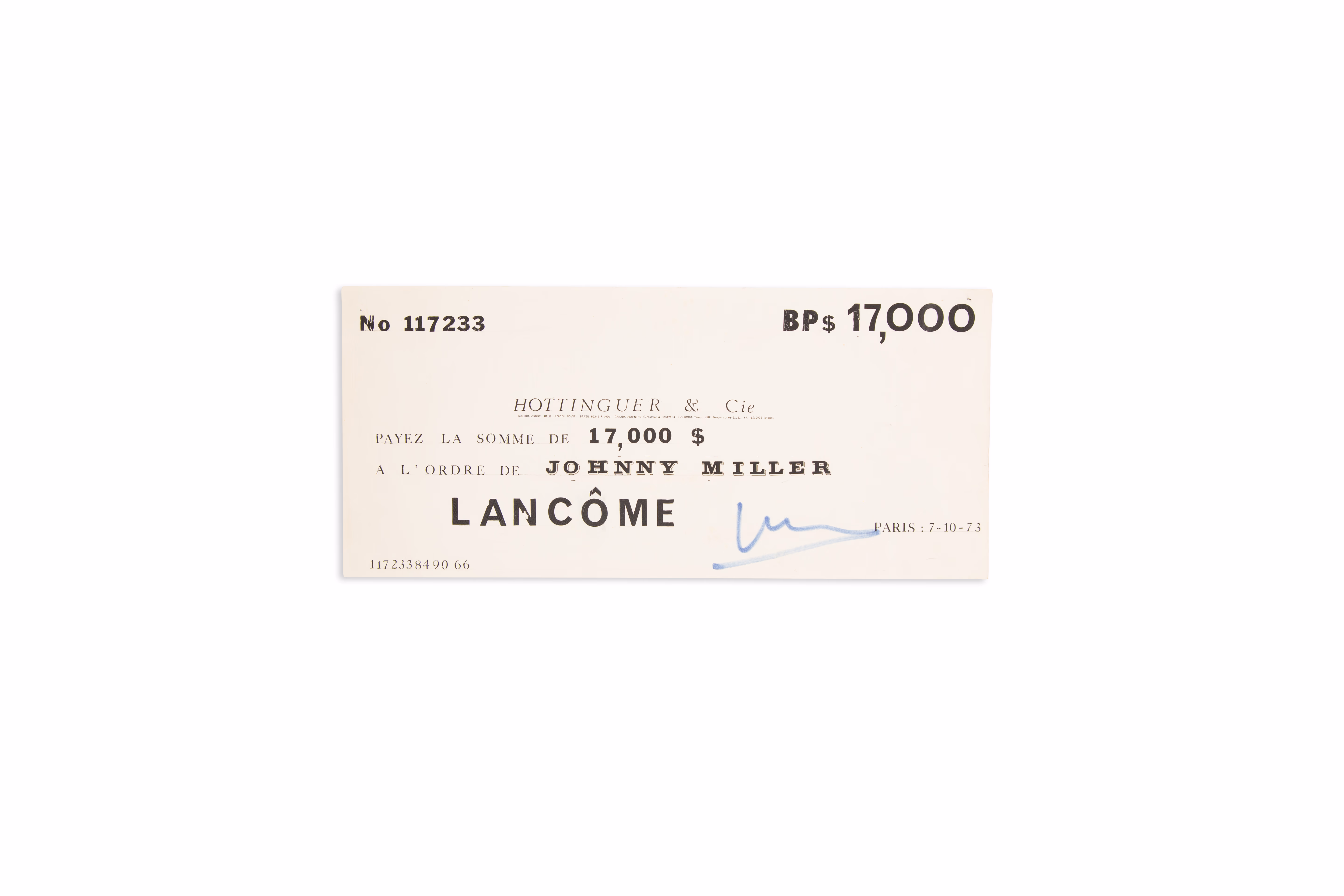 Asset 1 for Lancôme 1973 Trophy Invitational Golf Match Check