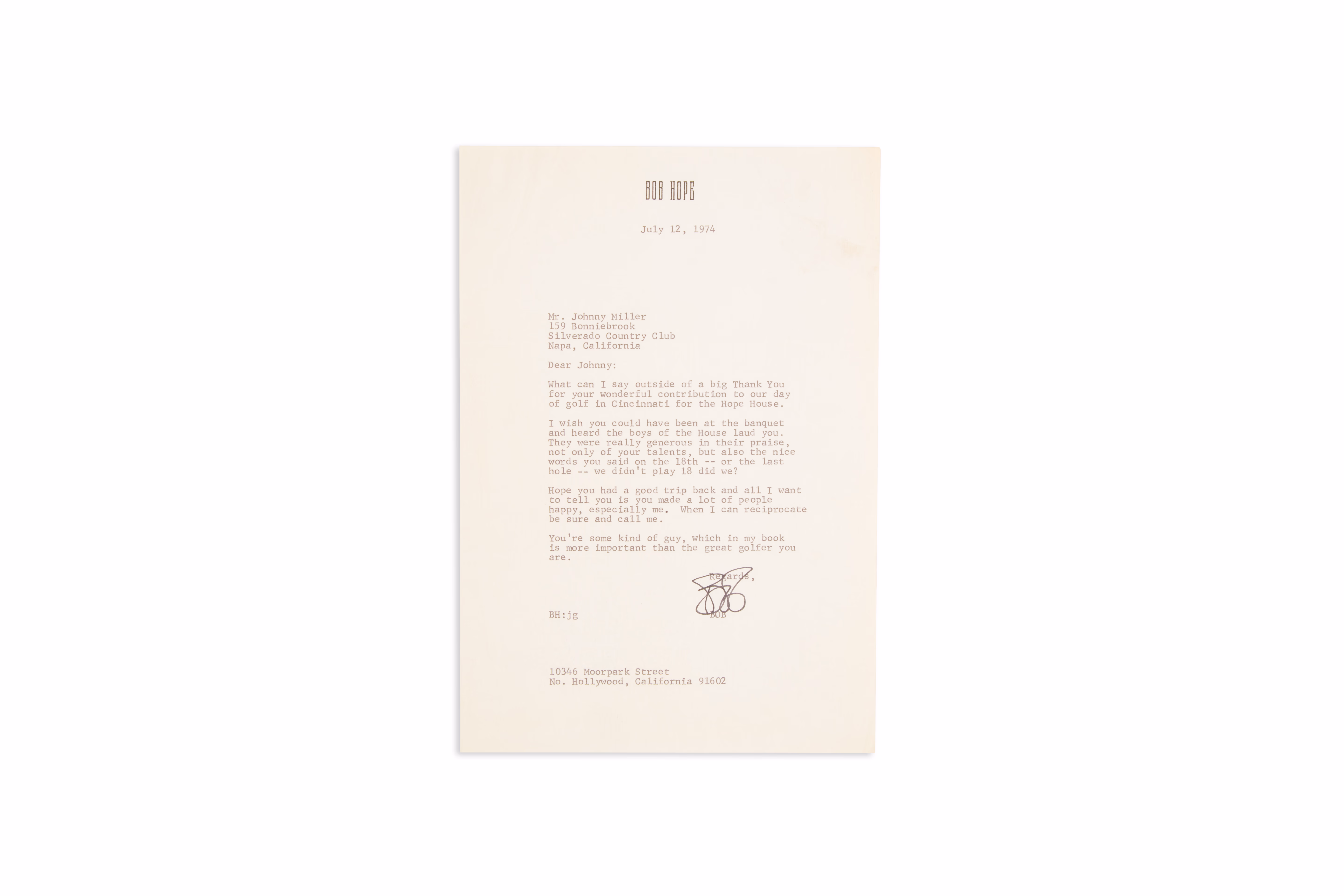 Asset 1 for Letter from Bob Hope, July
