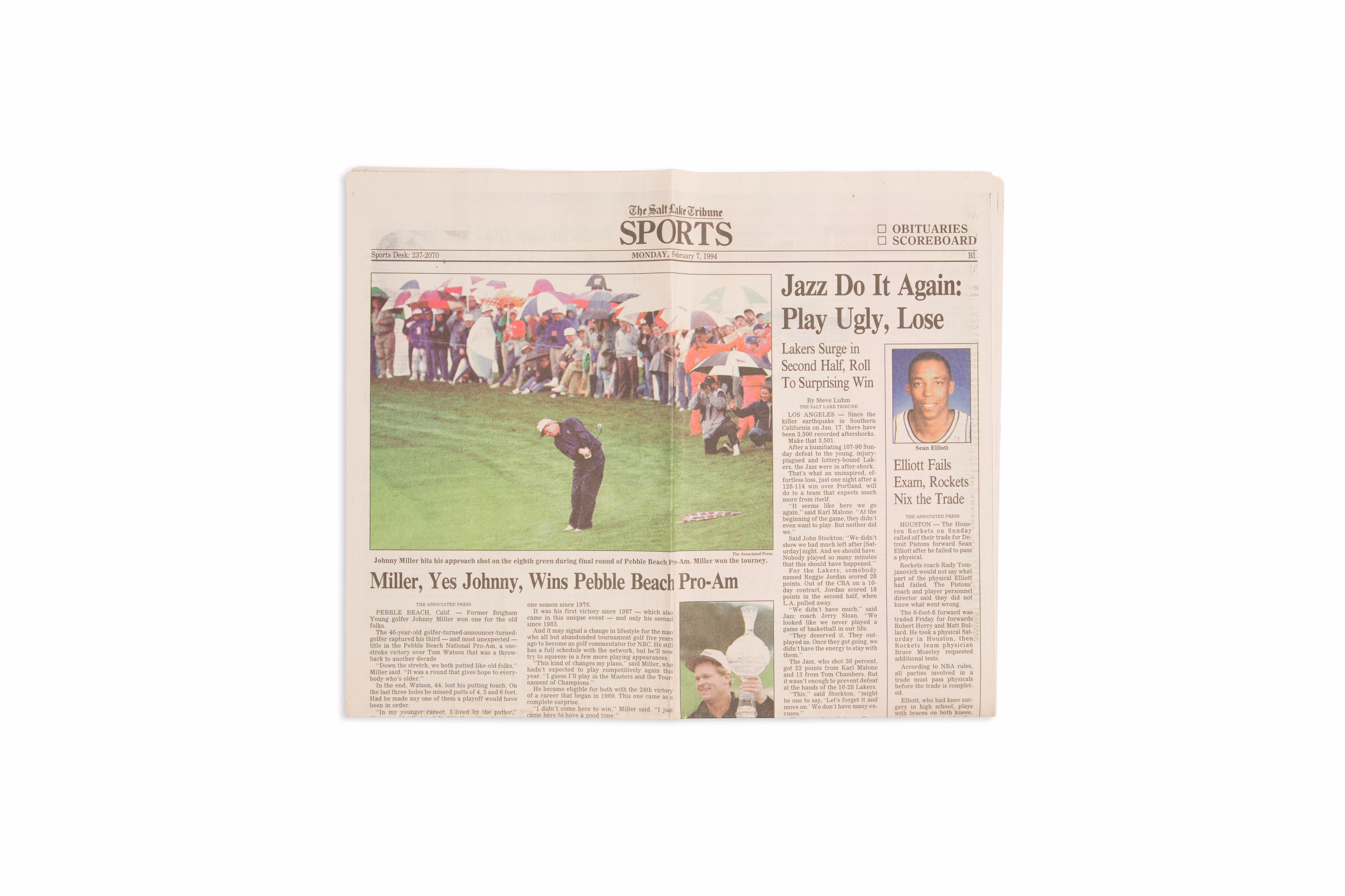 Asset 1 for Headlines from Newspapers after 1994 Pebble Beach Win