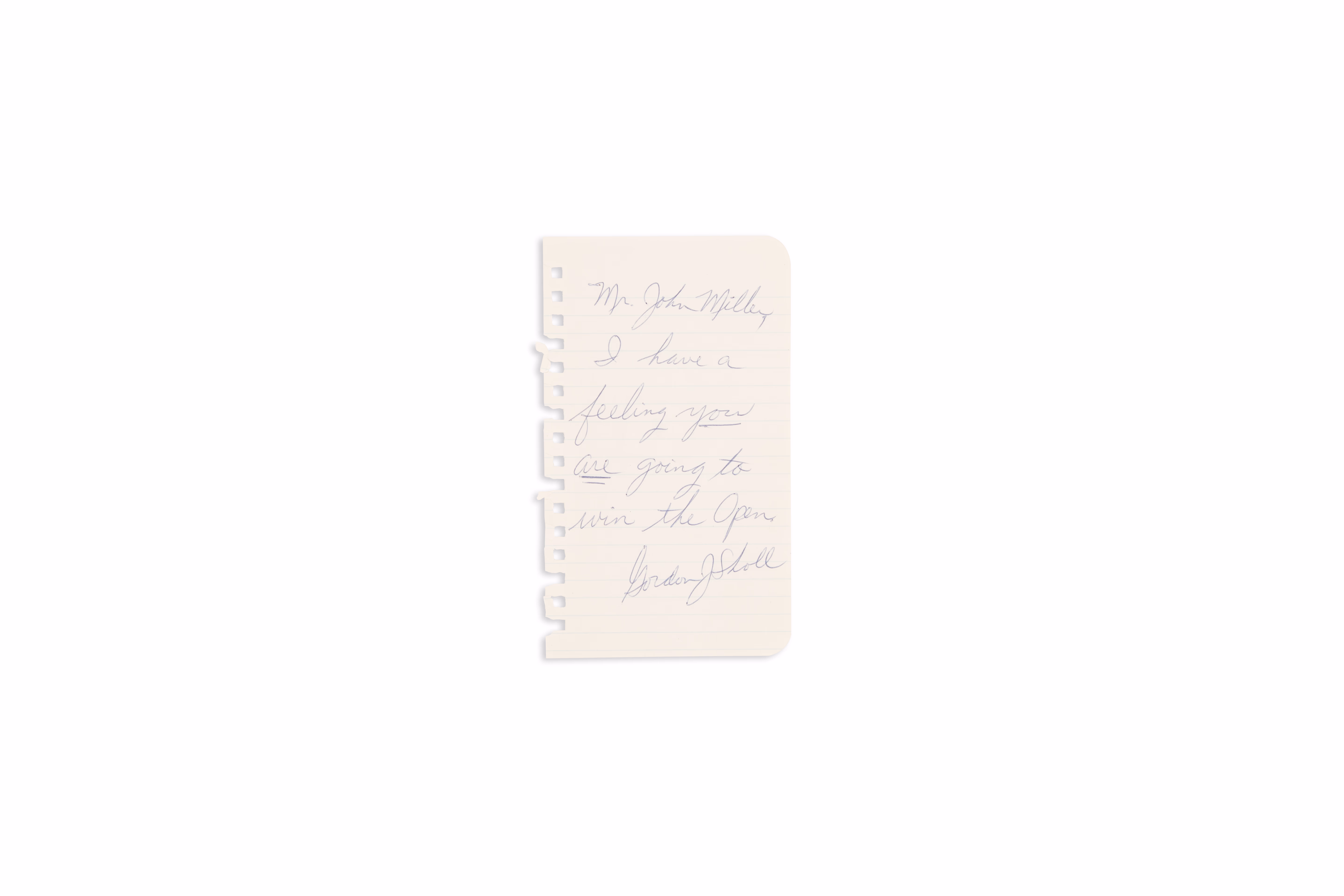 Asset 1 for Note given to Johnny during 73rd US Open with inscription