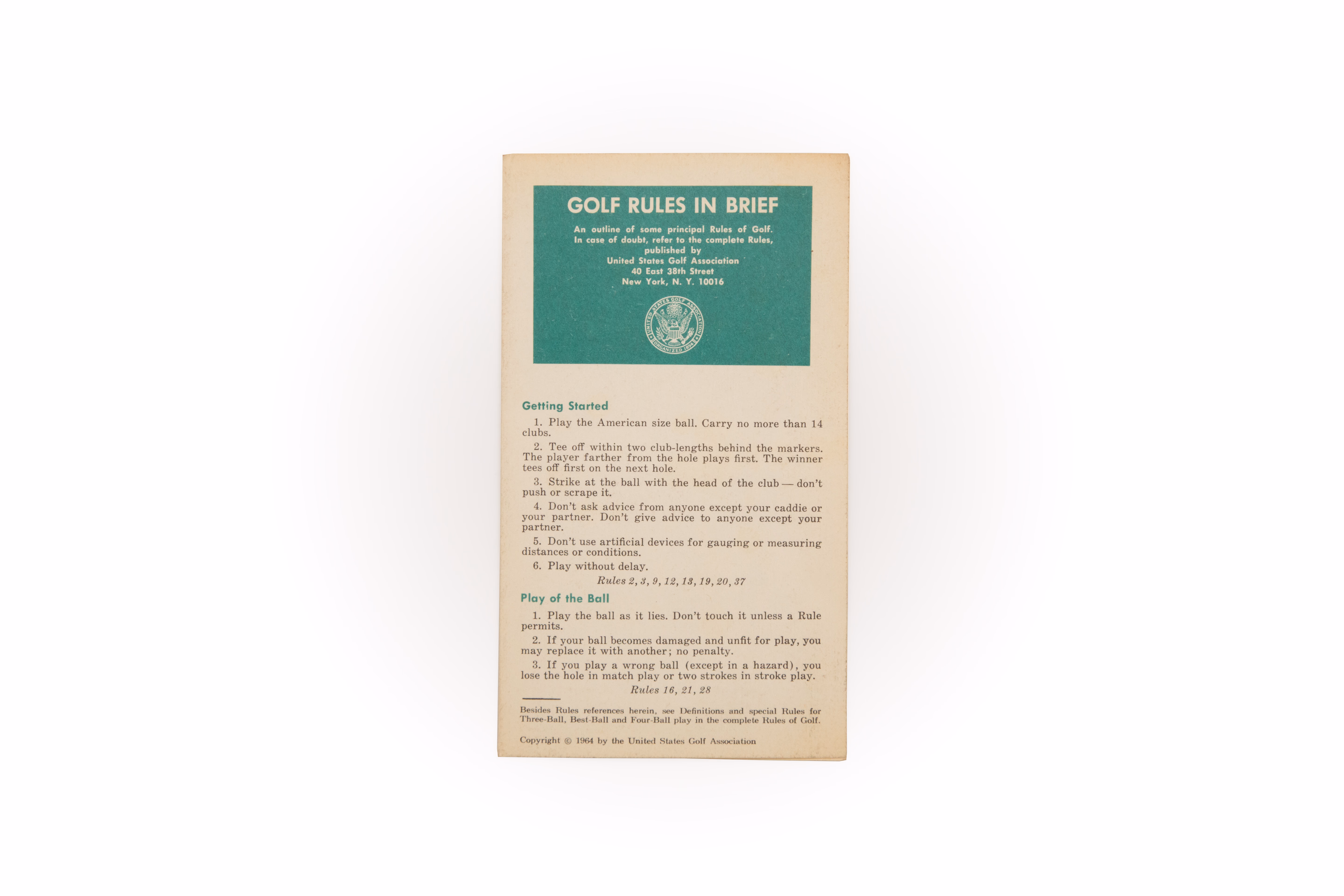 Asset 1 for Rules of Golf 1964 
