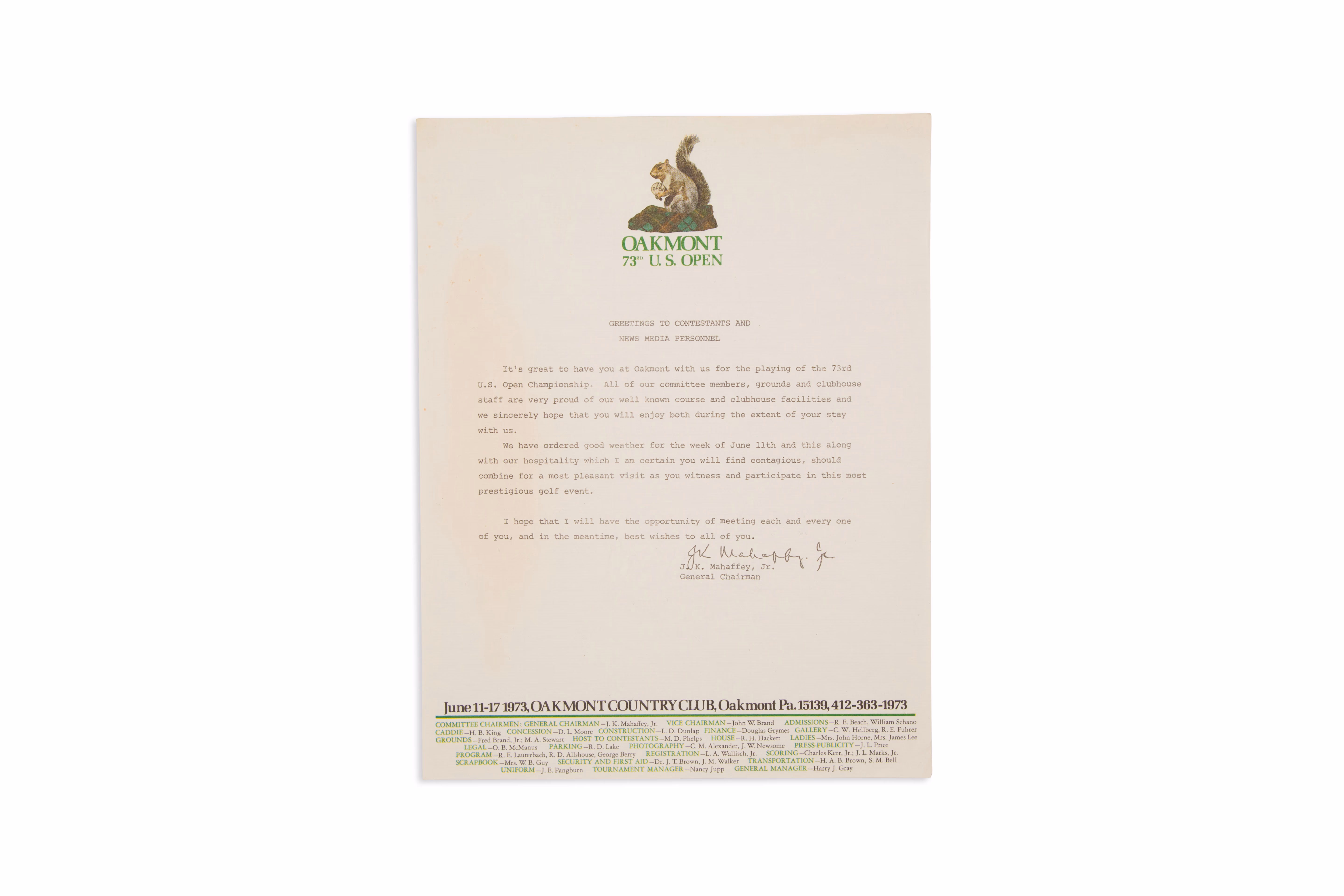 Asset 1 for 73rd US OPEN Orientation and Welcome Letter