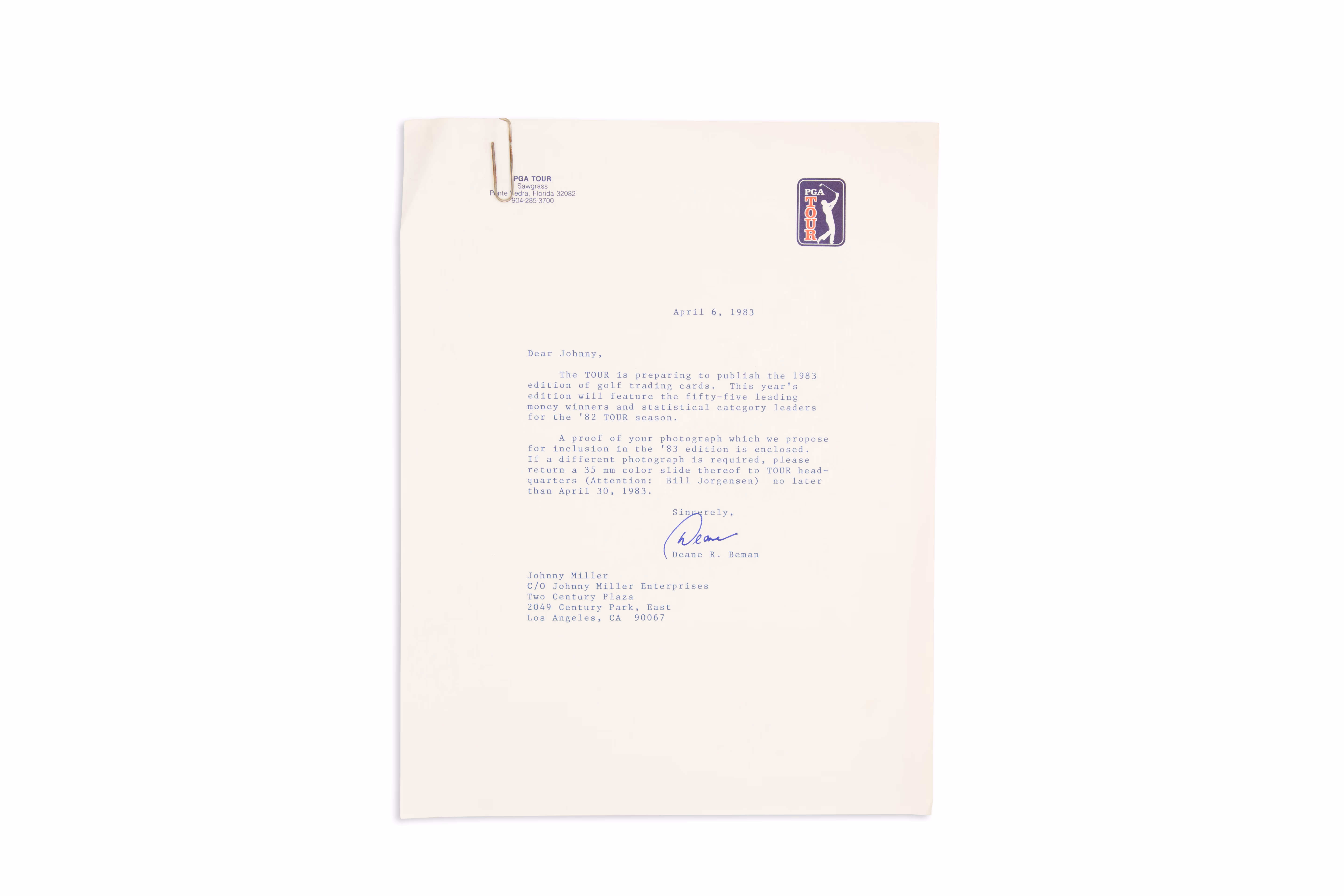 Asset 1 for PGA Player Card Letter of Request